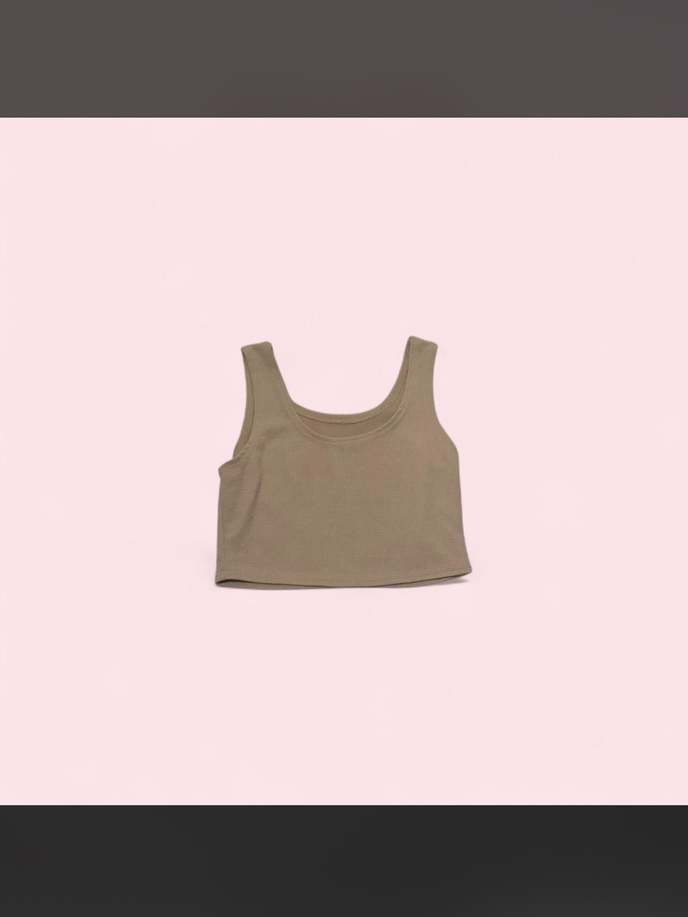 Sleeveless Waffle Knit Crop Tank Top - Taupe